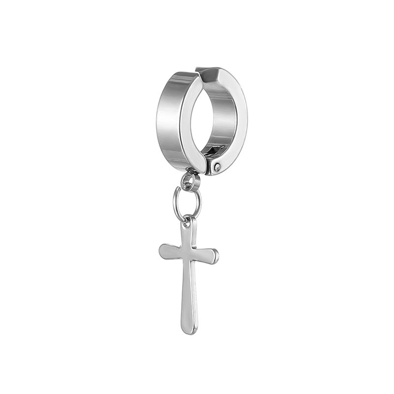 1 Uds. Pendientes Punk de acero inoxidable Unisex con Clip negro para hombre, pendientes colgantes con forma de estrella triangular geométrica, joyería gótica para mujer: Color oro puro