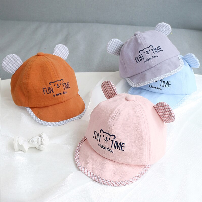 Cartoon Beer Baby Cap Met Oren Zachte Katoen Borduren Baby Meisje Jongen Kids Baseball Cap Lente Zomer Verstelbare Baby Zon hoed