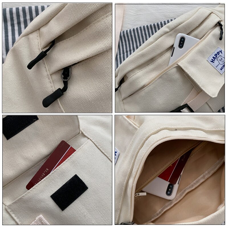 Unisex midjeväska fanny pack harajuku street style hip hop väska axelväskor stor kapacitet canvas crossbody pack midjepaket