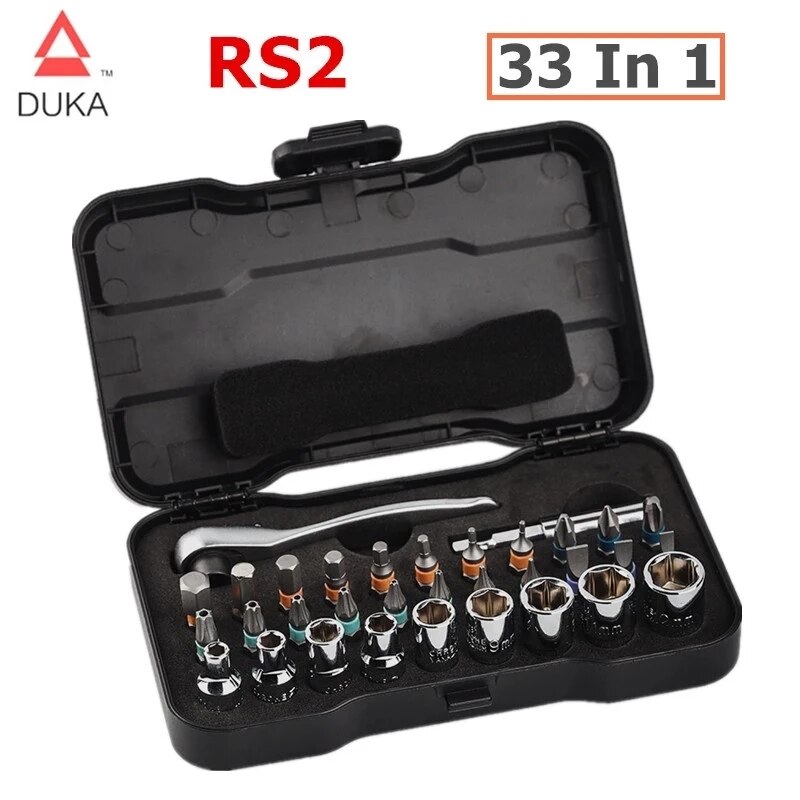 ATuMan DUKA 24 in 1 Ratchet Screwdriver Set Multi-purpose S2 Magnetic Bits Tools Set DIY Household Repair Tool: RS2(33 in 1)