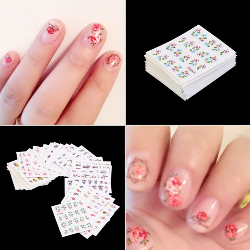 50 Vellen Nail Art Water Transfer Stickers Gemengde Ontwerpen Schoonheid Bloem Watermerk Op Nagels Tips Decals Wraps Nail Art Gereedschap