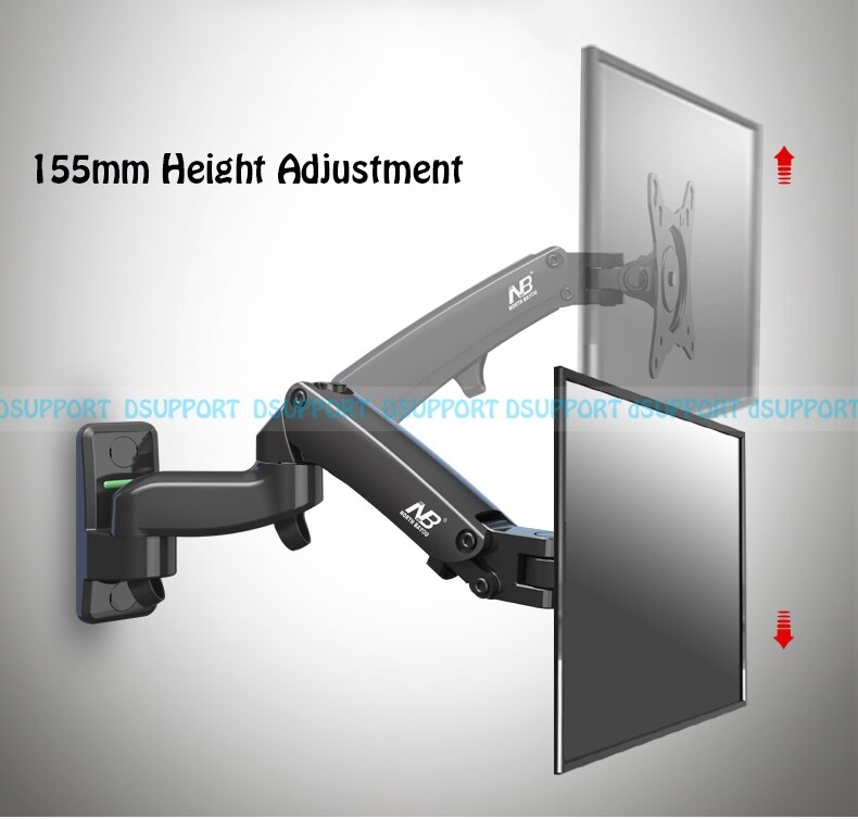 Nb f150 liga de alumínio 360 graus 17 "-27" monitor suporte mola de gás braço led tv lcd montagem na parede carregamento 2-7kgs