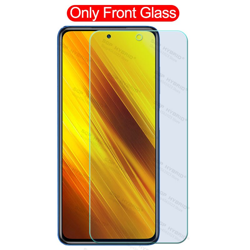 3-in-1 tempered glass for xiaomi poco x3 nfc camera film soft case for mi pocophone x3 x 3 pocox3 3x nfc screen protector cover: Only Front Glass