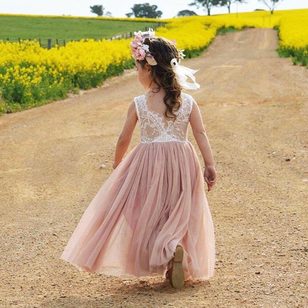 Festa di Nozze Abiti Per Bambini Per Le Ragazze Del Bambino Del Bambino Delle Ragazze di Fiore Del Merletto Chiffon Abito Da Damigella D'onore Della Principessa Del Bambino Vestiti Delle Ragazze