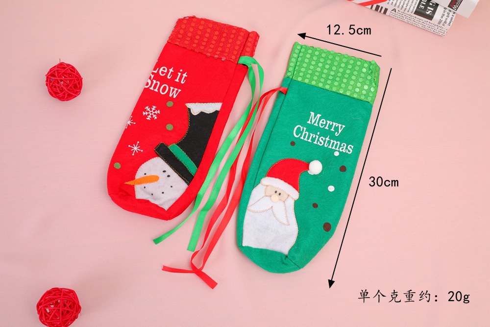 Christmas Decorations Santa Claus Wine Bottle Covers Snowman Champagne Bags Sequins Xmas Home Dinner Party Table Decors