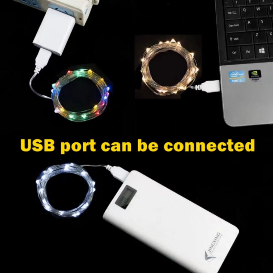 5/10/20M USB LED Lichterketten Kupfer Silber Draht Girlande Licht Wasserdicht Fee Lichter Für Weihnachten hochzeit Party Dekoration
