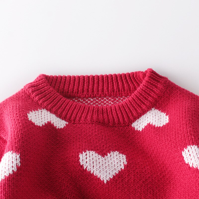 Kleinkind Mädchen Winter Kleidung Langarm zur Seite fahren Winter Liebe Drucken Spitzen Kleinkind Mädchen Gestrickte Oansatz flexibel zur Seite fahren 0-24 M