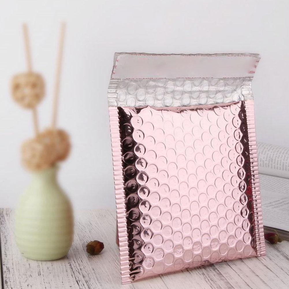 1Pc 11cmx13cm 15cmx20cm Rose Gold Bubble Bag Waterproof Packaging Gold Foil Bubble Bags Envelop For Padded Mailer