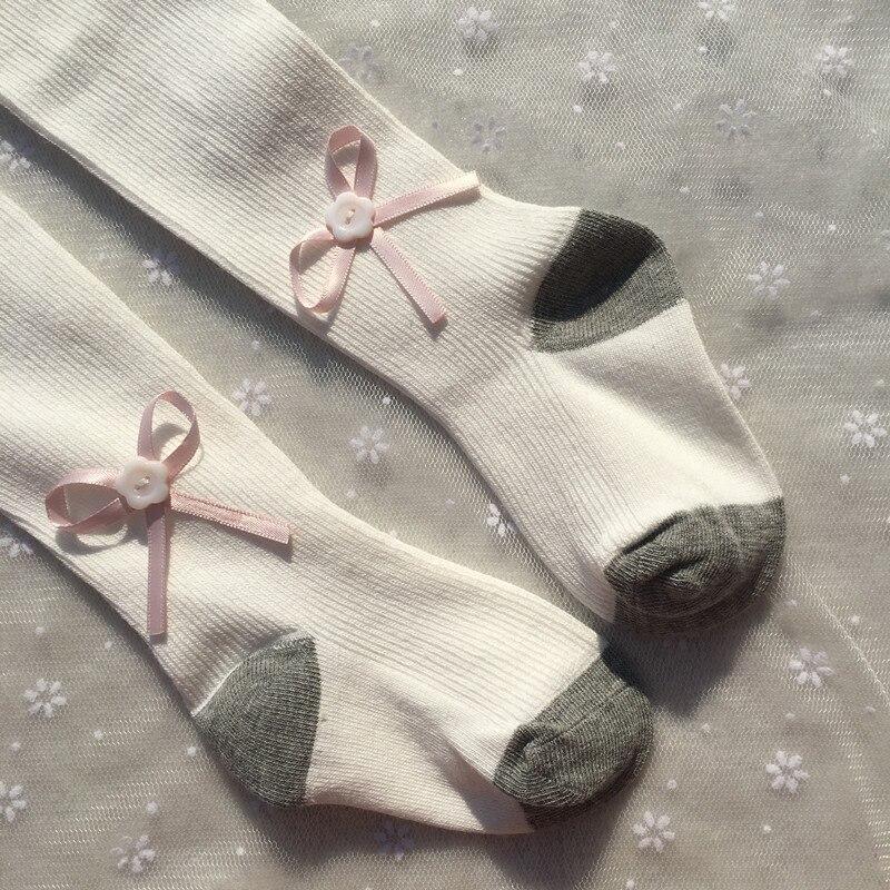 Otoño Invierno primavera mallas para niña de algodón de los niños de lindo medias bebé sólido arco medias para las muchachas del bebé: Blanco / S 6-12 months
