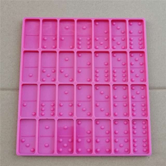 Shiny Dominoes Cabochons Silicone Epoxy Resin Mould Chocolate Fondant Mold Cake Diy Soap Decorating Tools Baking Accessories: Pink