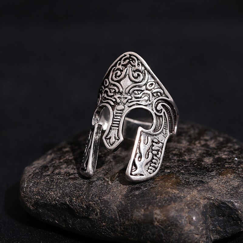 Gothic Bicycle Hip-hop Punk Men's Ring Retro Personality Spartan Mask Helmet Ring Men's Domineering Jewelry