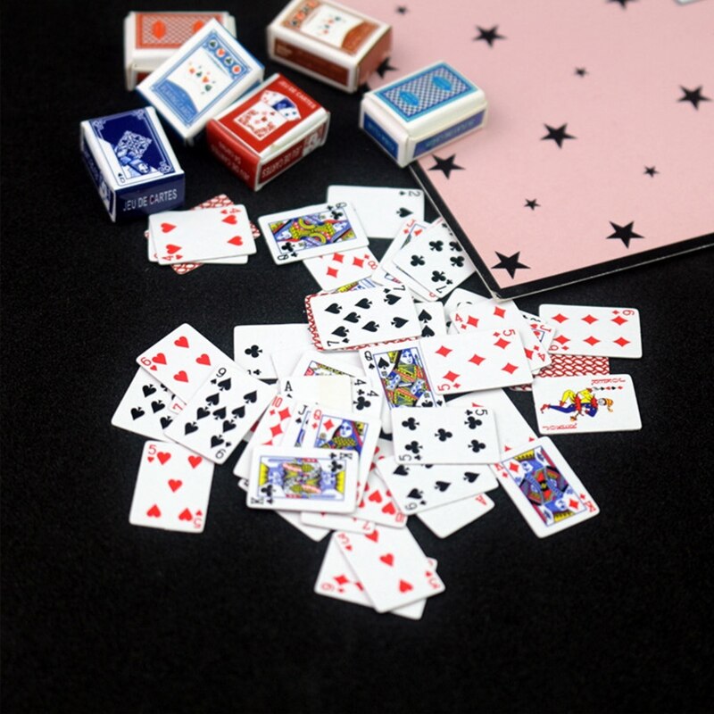 Dæk med mini spillekort , 1.5 x 1cm papir poker kort rejse dæk kort festival fest spil forsyning til drenge piger