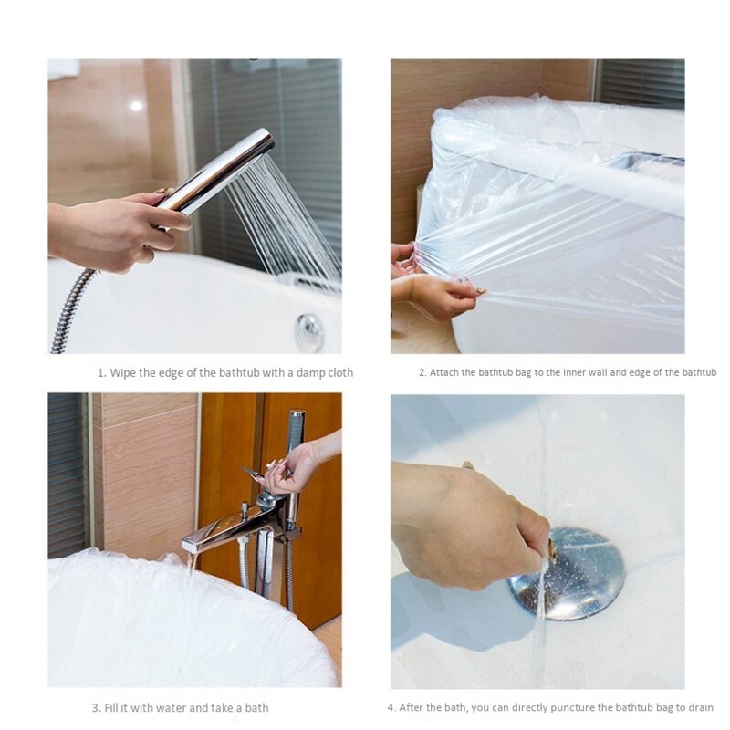 SV-20 Stuks Wegwerp Bad Cover Liner,Ultra Grote Bad Liner Plastic Zak, huishoudelijke En Hotel Badkuipen (90X47 Inch)