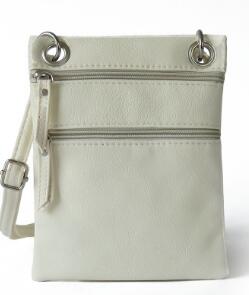 Dames pu diagonale kruisverpakking dubbele rits veelkleurige portemonnee: Beige