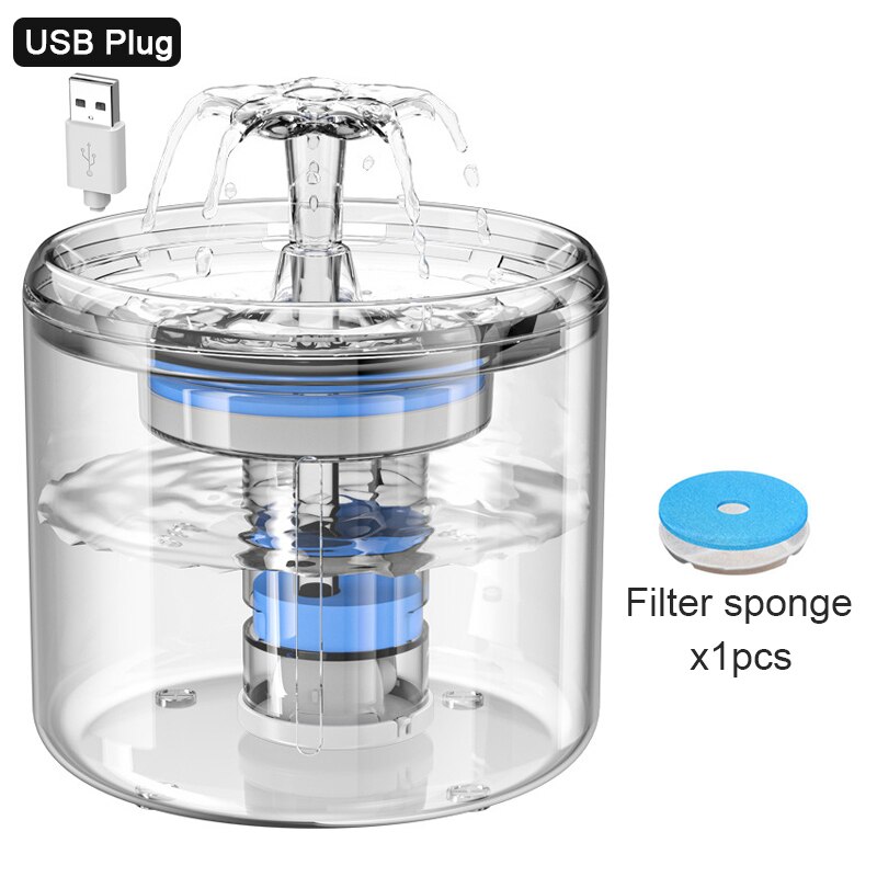 2L Katze Wasser Brunnen Filter Automatische Sensor Trinker Für Katzen Zubringer Haustier Wasser Spender LED Auto Trinken Brunnen Für Katzen: B-FilterX1