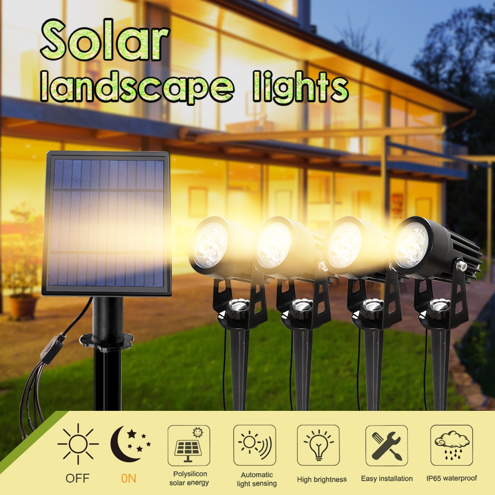 Solar Light Waterproof IP65 Outdoor Garden Solar Lawn Light Super Bright Garden Pathway Spotlight Landscape Patio Tree Lamp