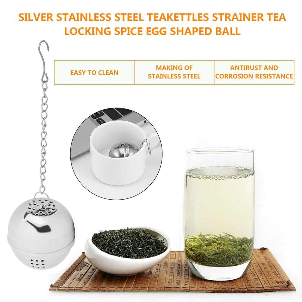 1pcs Spice Egg Shaped Silver Stainless Steel seasoning Ball teakettles Strainer Tea filter Locking Brand