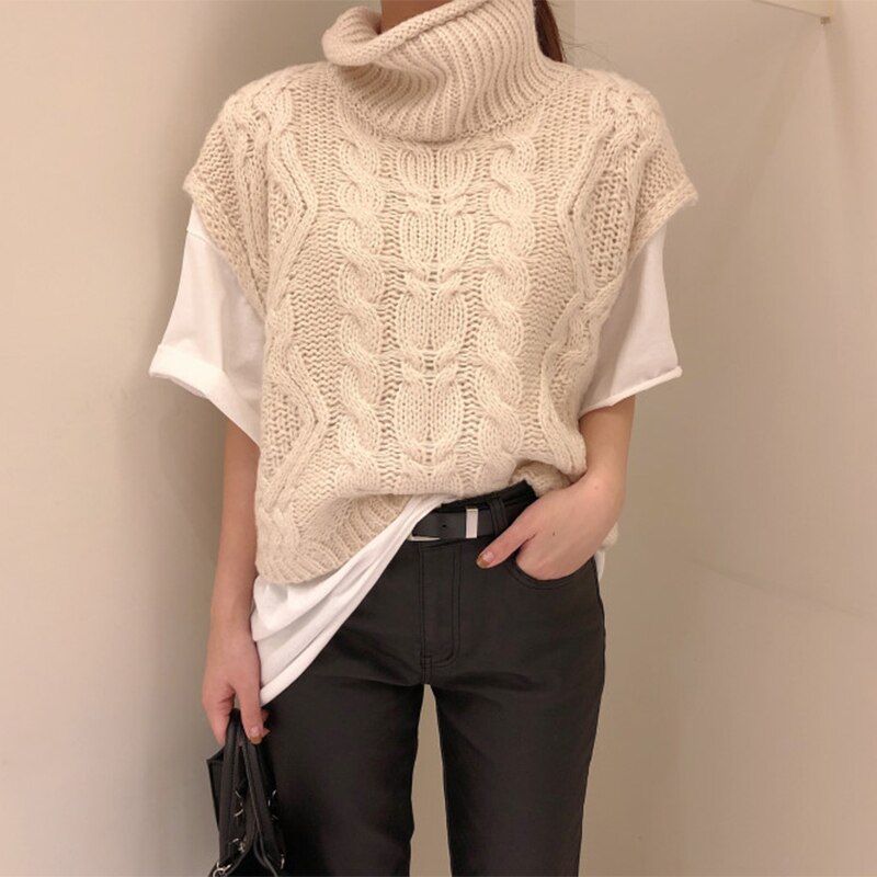 Coltrui Lente Herfst Trui Mouwloze Gebreide Jumpers Womens Vest Truien Casual Losse Truien Tops T07002R