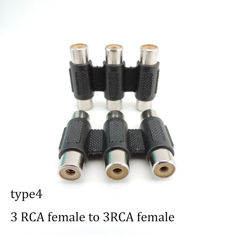 2 pcs rca male female  to 2 rca 3 rca male female rca connector splitter adapter av video audio t plug rca 2 3 way right angel  m20: Multi