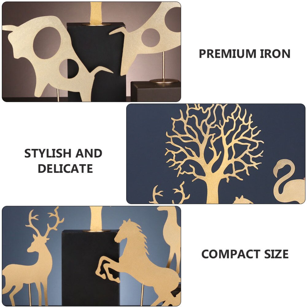 3PCS Modern Wrought Iron Decor Simple Home Ornament (3 Styles Golden)