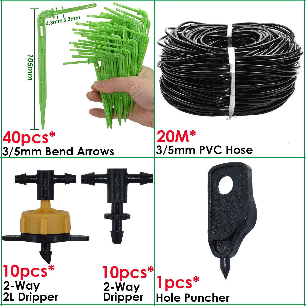 Garden Automatic Watering System Drip Irrigation 4-Way 3/5mm 2-Way Drip Arrow Transmitter Potted Plant 10/20set Greenhouse: Blue