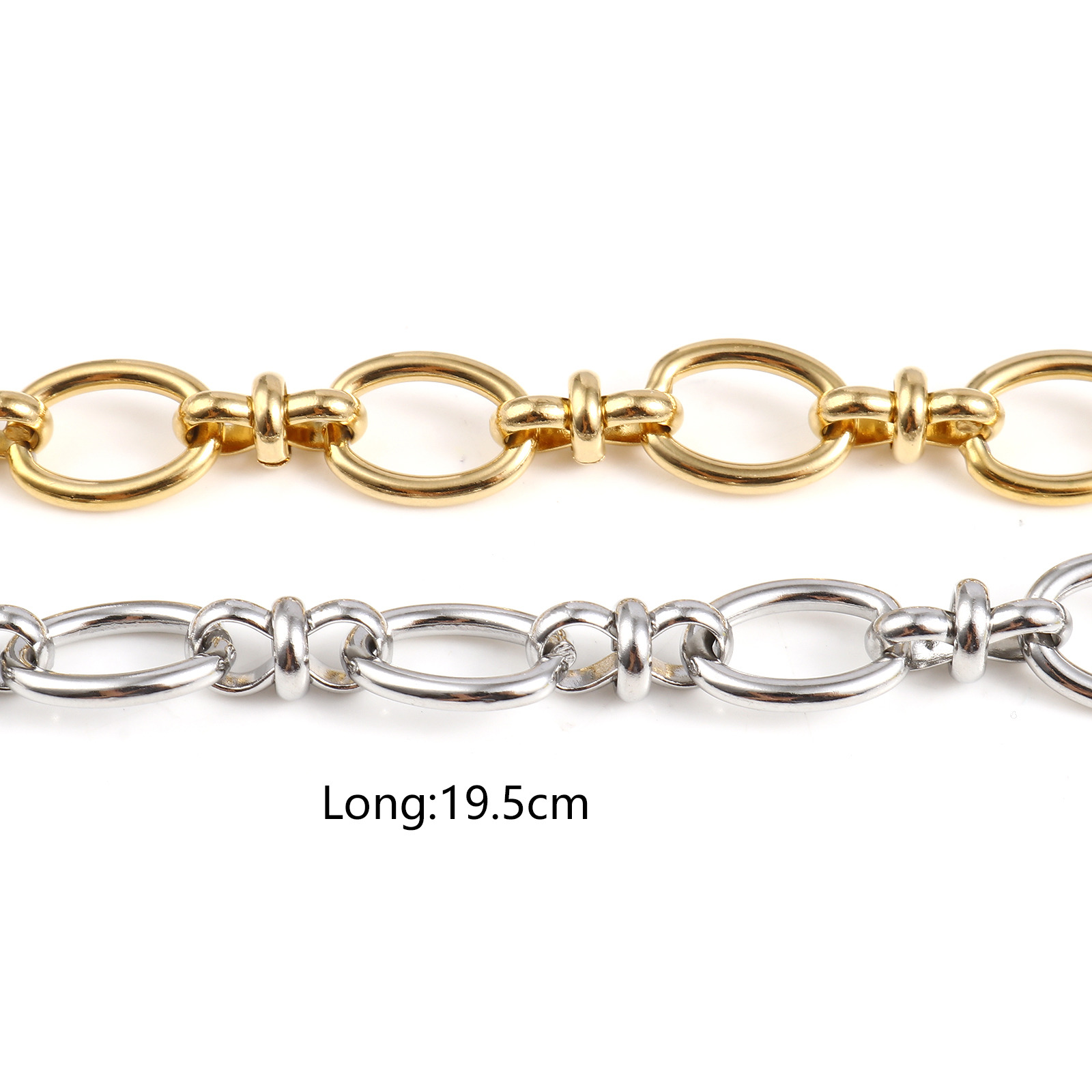1Pc Rvs Armbanden Voor Mannen Vrouwen Zilveren Kleur Goud Kleur Oval Cross Gesp Connector Link Chain Sieraden trend