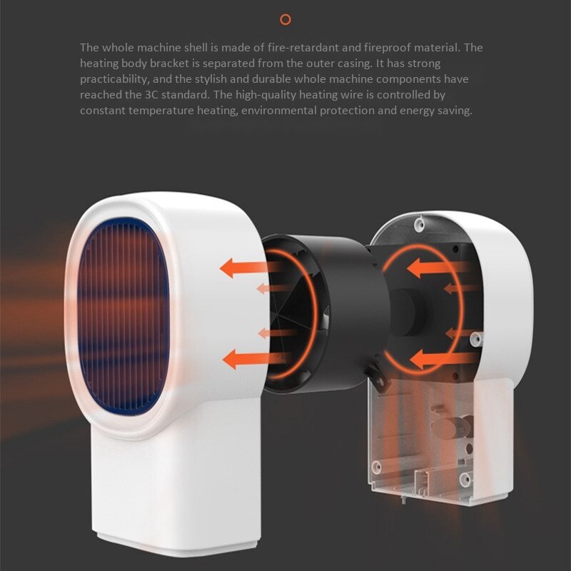 Space Heater Portable Electric Heater Fan Quick Heat-Up Ultra Quite for Office Table Home Dorm EU Plug