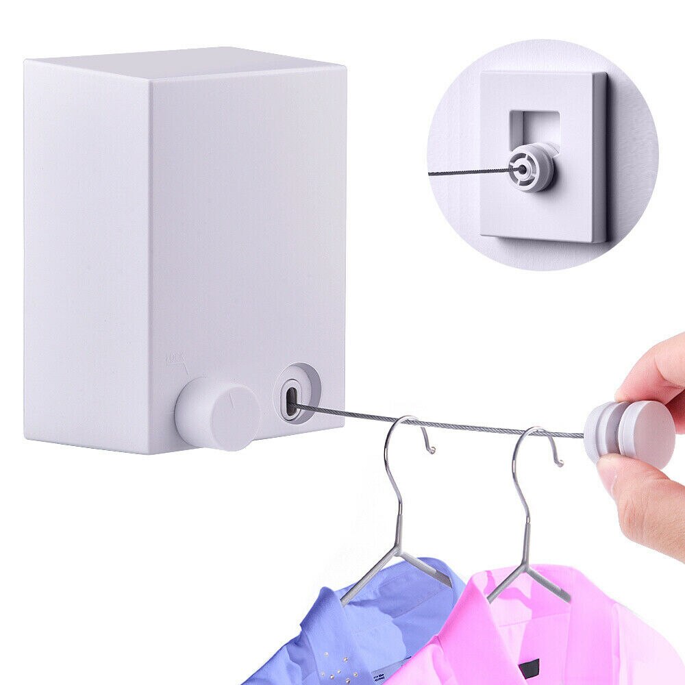 Indoor Outdoor Retractable Laundry Clothesline Wall Hanging Stretch Washing Clothes Line Shrinking Balcony Invisible Line