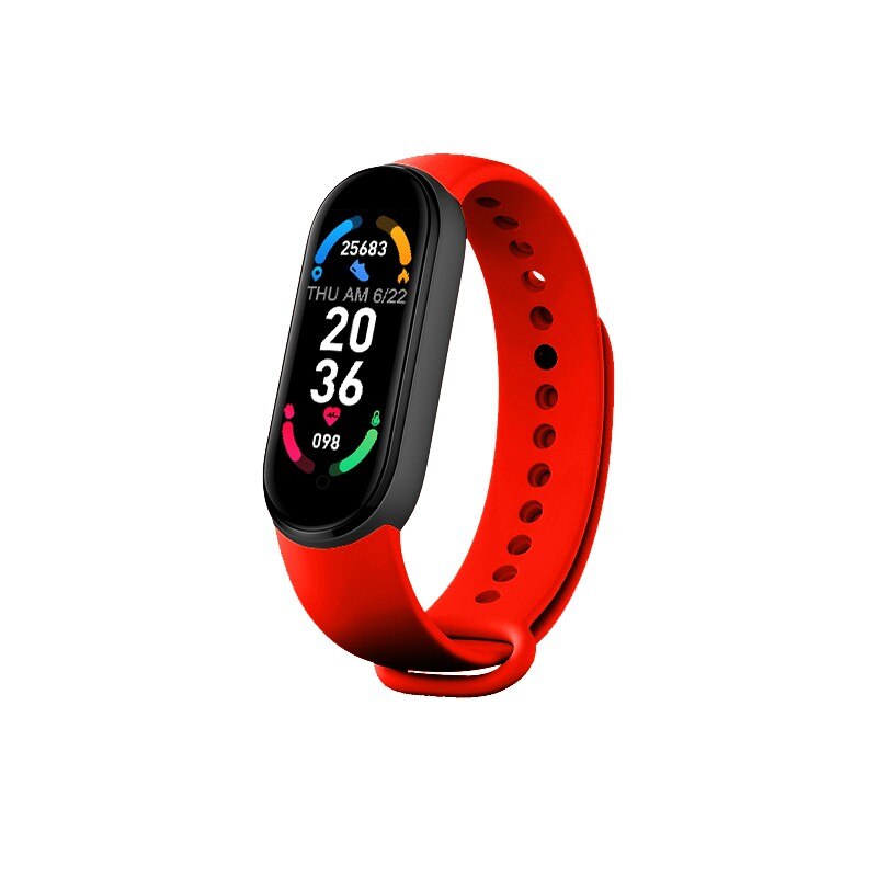 M6 Smart Armband Horloge Fitness Tracker Hartslag Bloeddrukmeter Kleur Screen IP67 Waterdicht Voor Mobiele Telefoon: Rood