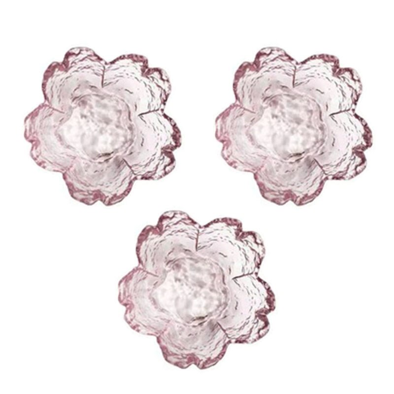 1-3Pcs Japanese Style Small Glass Plate With Golden Border Mini Seasoning Dessert Cute Style Sakura Bowl For Ice Cream Sala: 3Pcs Transparent