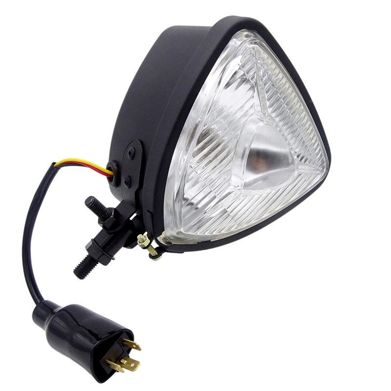 Phare avant de Moto en Triangle H4, phare avant pour Harley Softail Sportster Dyna Cafe Racer Bobber Chopper, pièces d&#39;éclairage de Moto 1 pièce