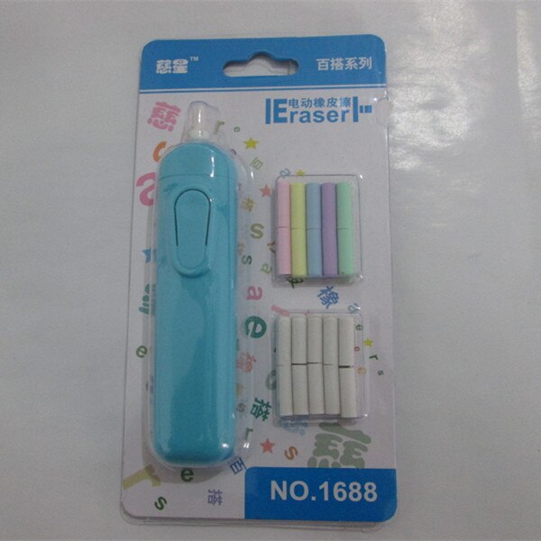 1 PC Battery Operated Eraser Electric Eraser Automatic School Supplies Stationery Child Day Material Escolar: Blue