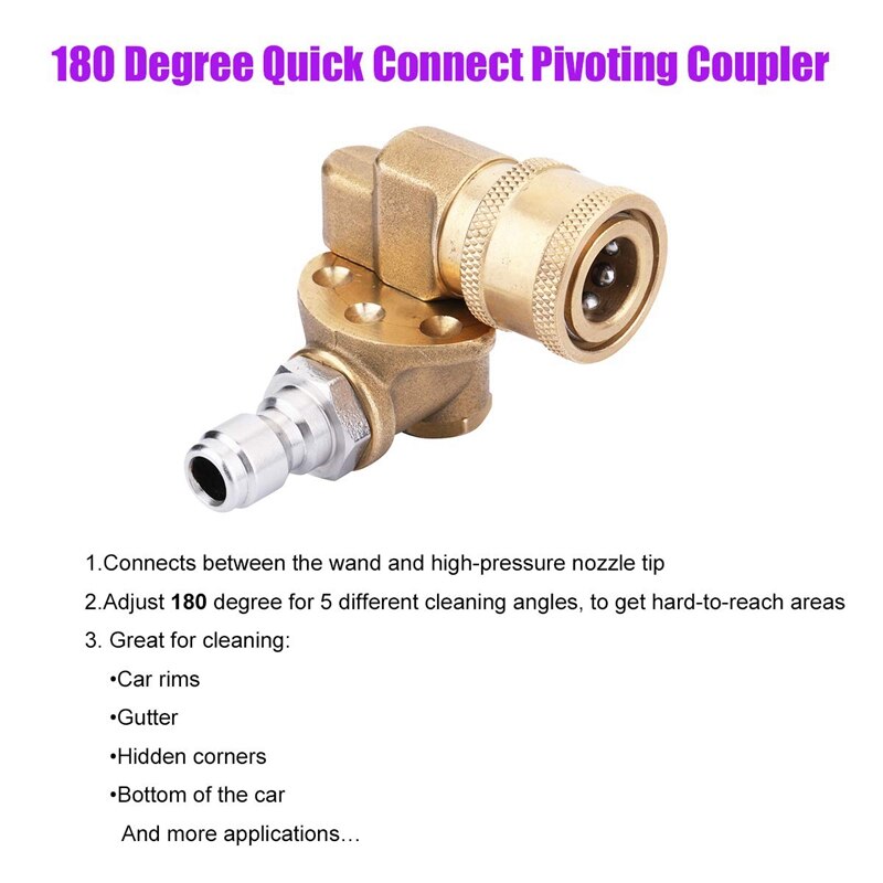 Sett til høytrykksvasker tilbehør , 180 gradere hurtigkobling svingekobling ,7 dyser, sprøytedyser, såpe og skylling j