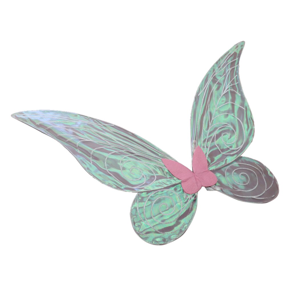 Voksne børn glitter farve skiftende sommerfugl fe vinger fancy kjole: Grøn voksen