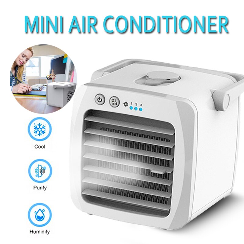 Mini aire acondicionado portátil, con función purificadora humidificador, ventilador enfriador de aire de escritorio USB con tanque de agua para el hogar