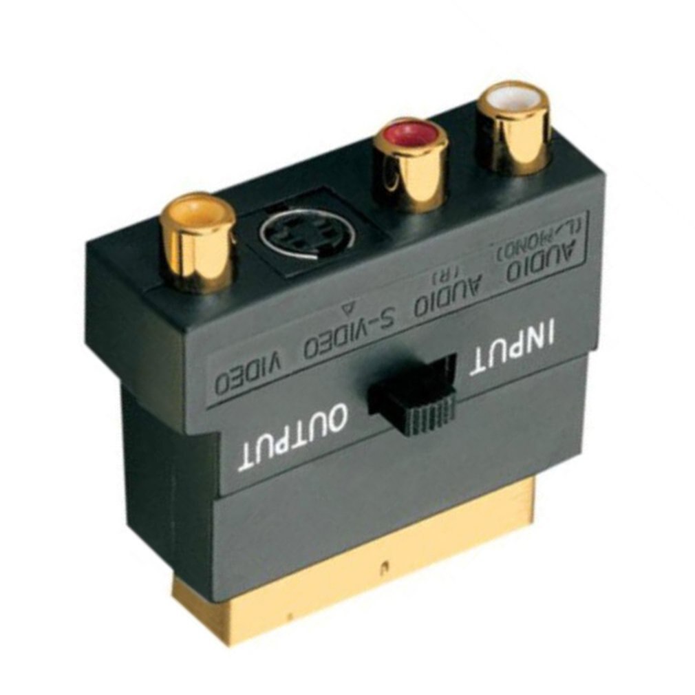 SCART Adaptor AV Block To 3 RCA Phono Composite S-Video With In/Out Switch Scart to SVHS Adapter for Video DVD Recorder
