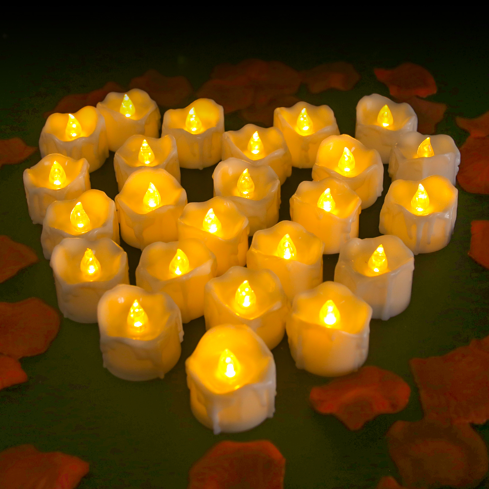 Led-ljus 24/12- pack flamlösa flimrande värmeljus varmvita ljus för fest bröllop födelsedag jul heminredning