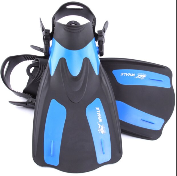 DIVING Swim Fins Adult Short Scuba Snorkeling Shoes Swimming Fins Diving Fins with Heel: Blue / M
