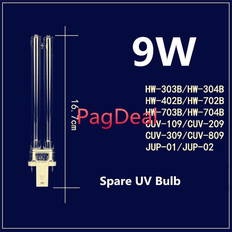 Sunsun 9W Uv Lamp Reservelamp Voor Sunsun Hw-303b 304b 404b Jup-01 Uv Potfilter Cf400uv, cf500uv, G23 2 Pin