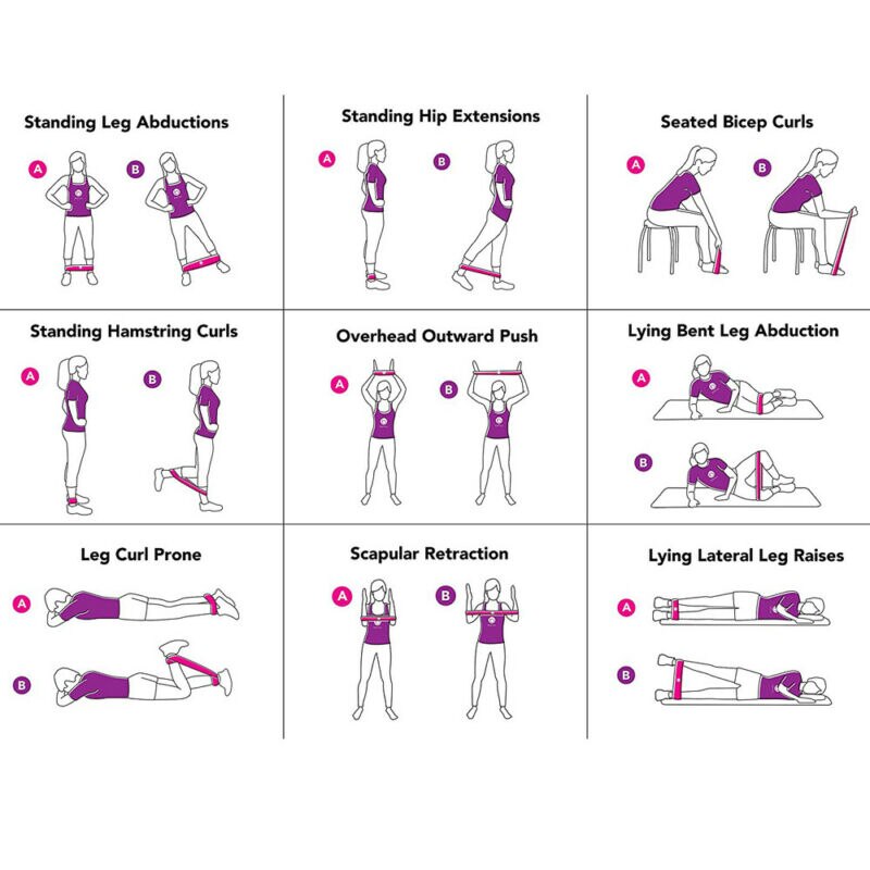 6 nível de Resistência Bandas de Loop Exercício Home Fitness Gym Látex Natural conjunto