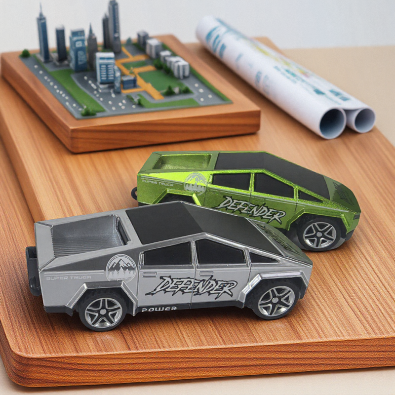 Camión Cybertruck con carga USB 1:64, vehículo todoterreno, modelo de coche de aleación, coche de Control remoto, modelo de coche americano, camión de Metal fundido a presión