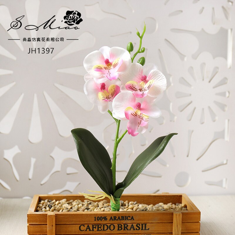 Fleurs d'orchidées papillons artificielles, 3/4/5 têtes, pour décorer la maison et le jardin, ornement de chambre à coucher de bureau, Table de bureau, bonsaï