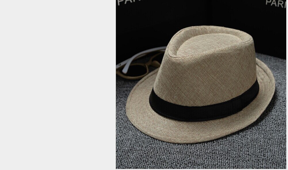 Efterår klassiske herrer kvinder halm fe hat bred rand panama hat sommer hat herre eller damer knusbare fe hat: Beige