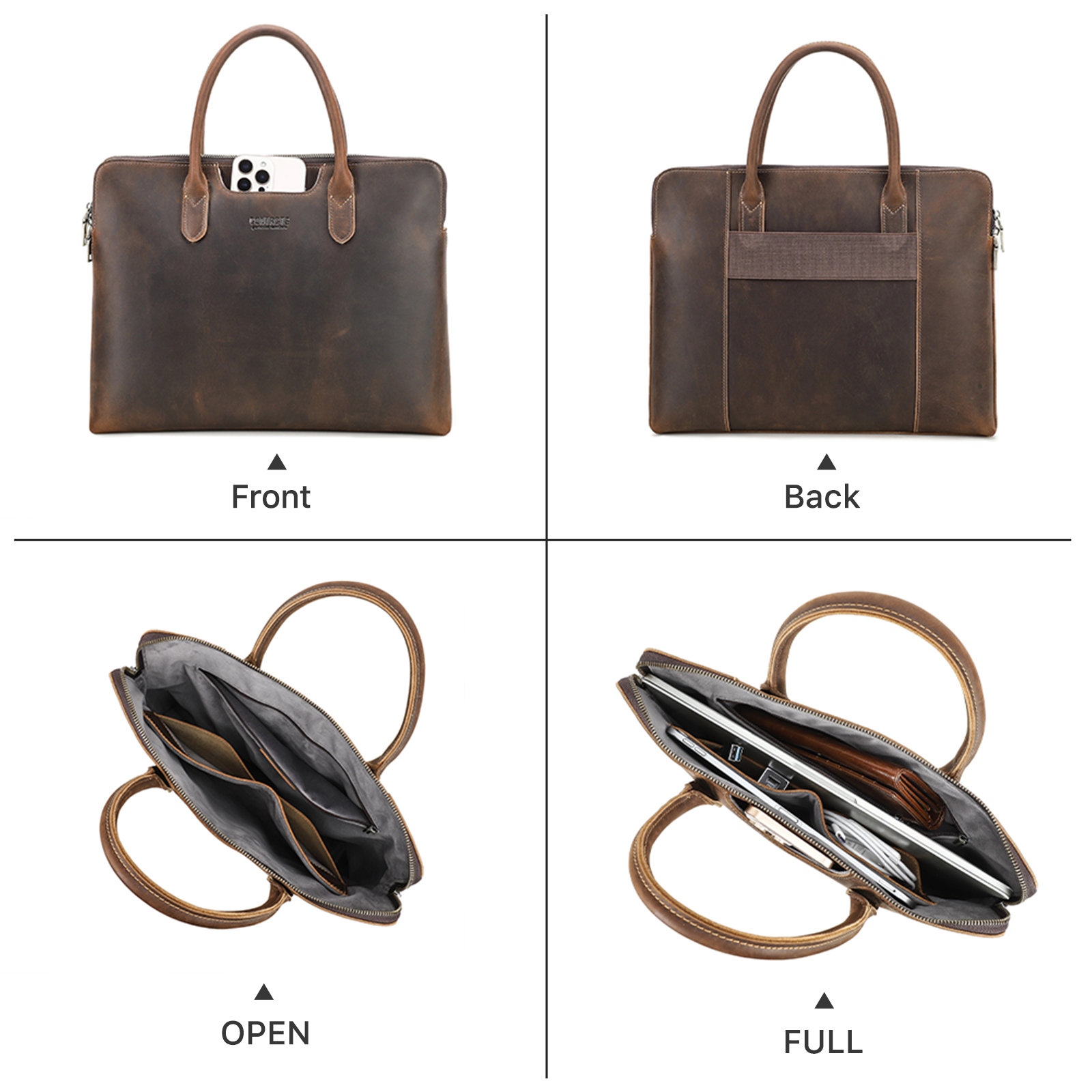 CONTACT'S Borsa da lavoro da uomo in vera pelle Valigetta in pelle Tote Borse per laptop Borsa da uomo di alta qualità per MacBook da 14,2 pollici