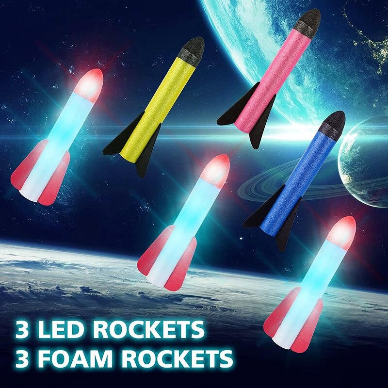 Children&#39;s Rocket Launcher Pneumatic Pedal Launch Rocket ToyOutdoor Flash Light Interactive Toy Birthday GiftChildren Sports Toy