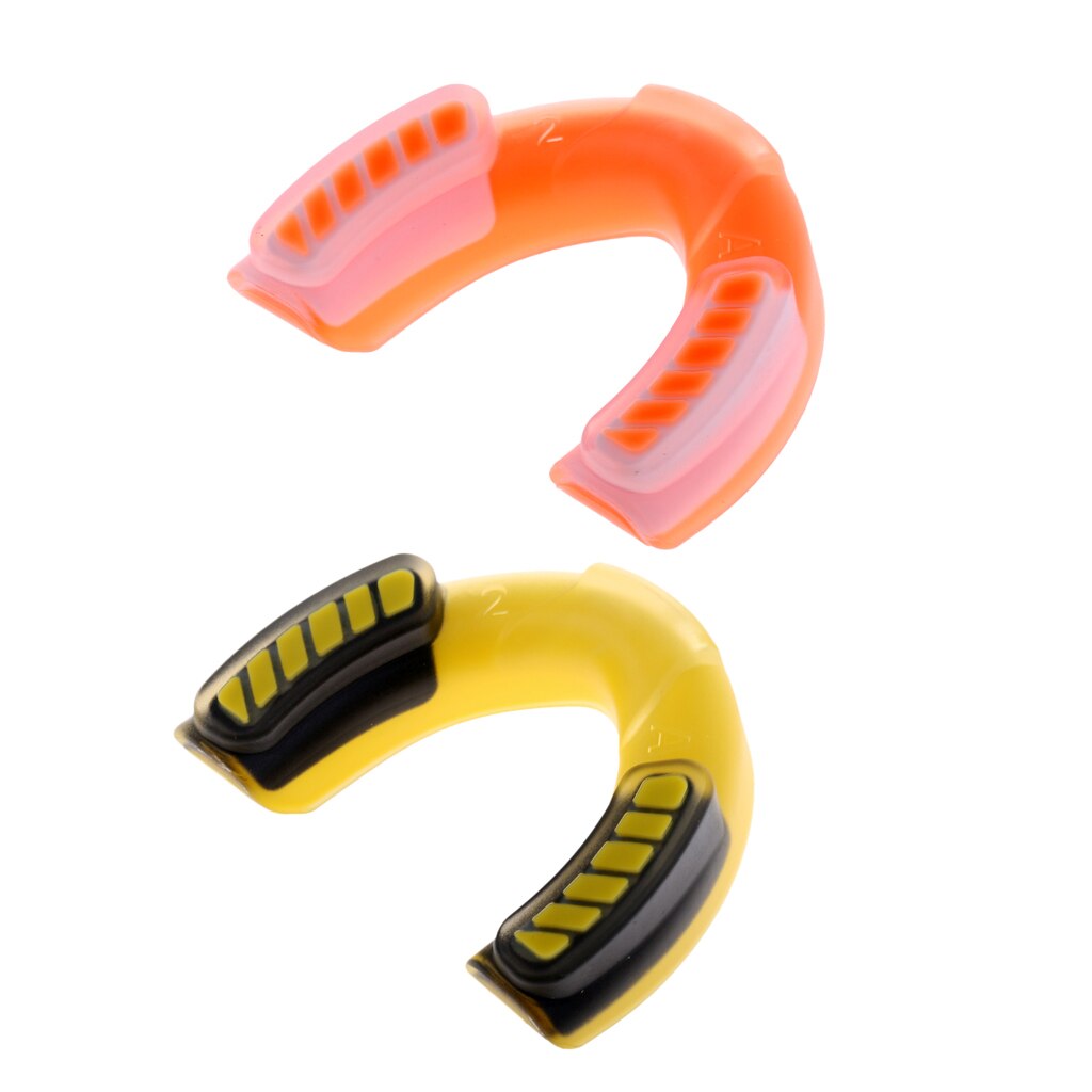 2 Stuks Multi-Sport Mond Guards-Oranje, Geel Gum Shield Sport Beschermende Veiligheid Gear Met Draagtas