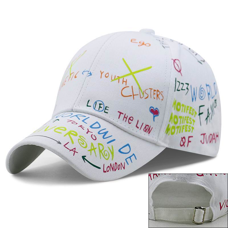Kagenmo unisex sommer brev graffiti mønster baseball cap stor størrelse 64cm stort hoved baseball hat cool tynd: H