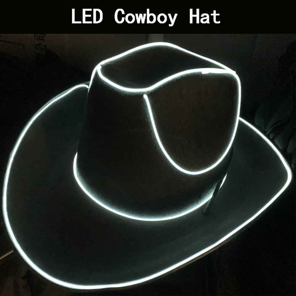 Increíble sombrero de vaquero con luz LED, sombrero de alambre intermitente, sombrero Led, luces parpadeantes, sombrero de vaquera, sombrero de novia Led, boda de Navidad