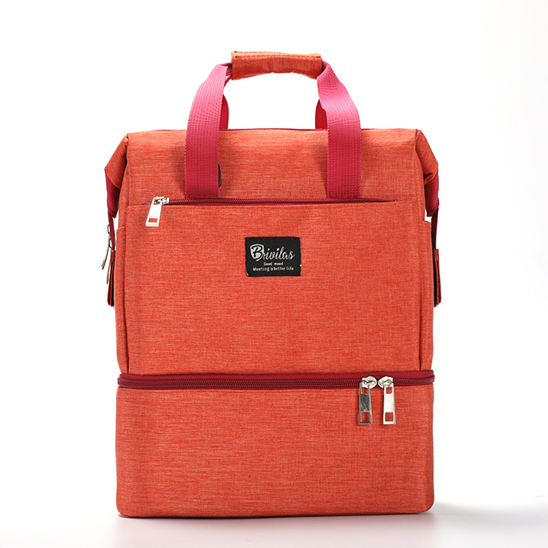 Mochila aislante para comida de bebé, bolsas térmicas calientes para botella de leche infantil de gran capacidad, Color sólido, a la , MBG0458: Orange