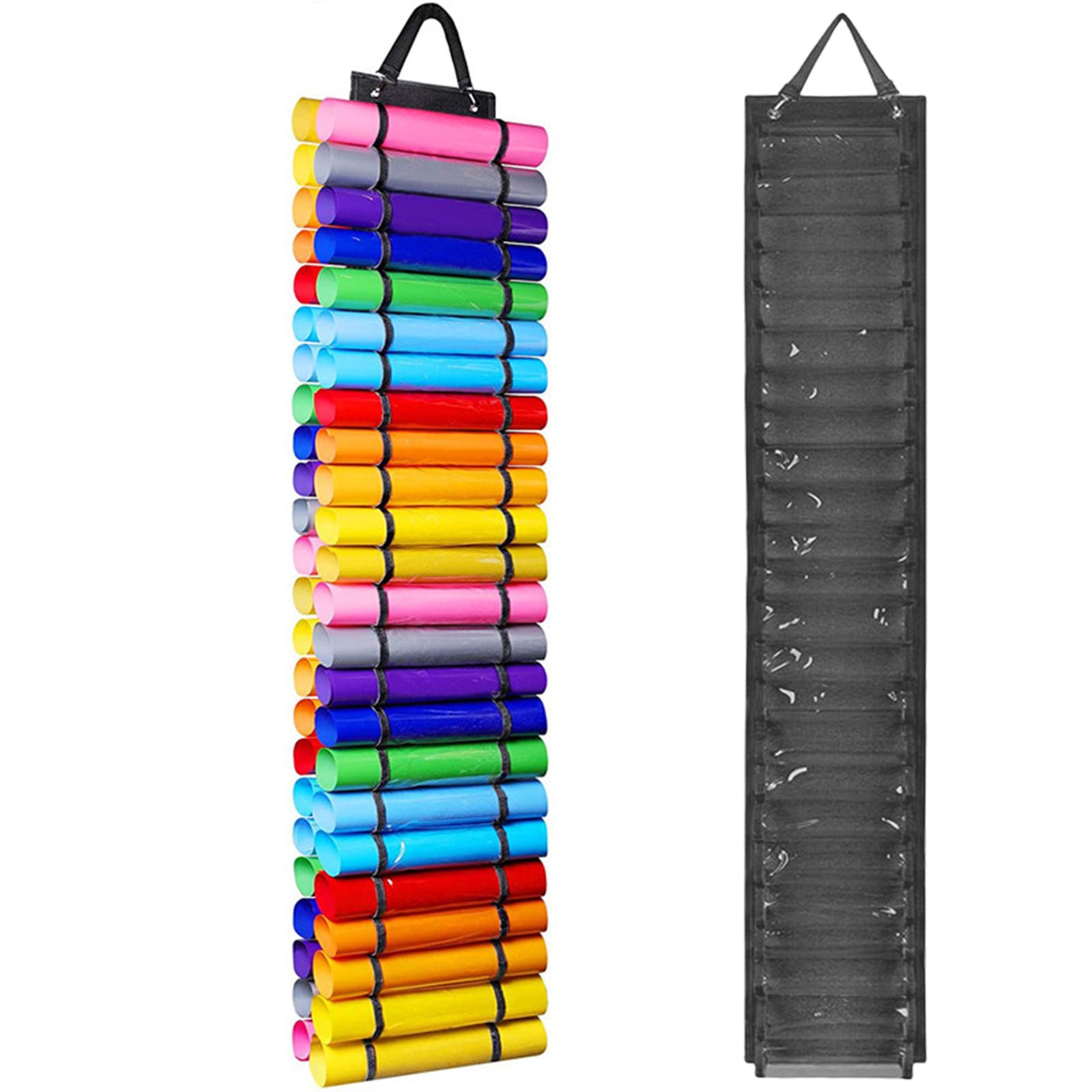 Vinyl Roll Holder Storage Partitions Organizer Storage Rack Vinyl Transparent Hanging Pocket for Craft Room Painting Closet: gray